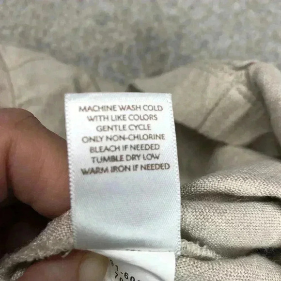 J Jill Linen Pants Elastic Waist Cropped Beige Color Pockets Natural Sz M - Picture 8 of 9